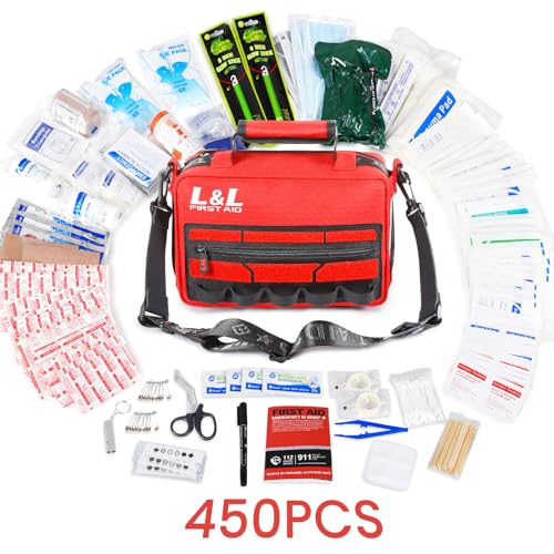 First Aid Kit for Car Home Travel Businesses,450 Piece Survival Gear First Aid,Large First Aid Kit Survival,Waterproof Eme...