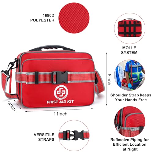 GEVOKE Professional 500 Piece Emergency First Aid Kit for Home, Car, Travel, Camping, Truck, Hiking, Sports, Office, Vehic...