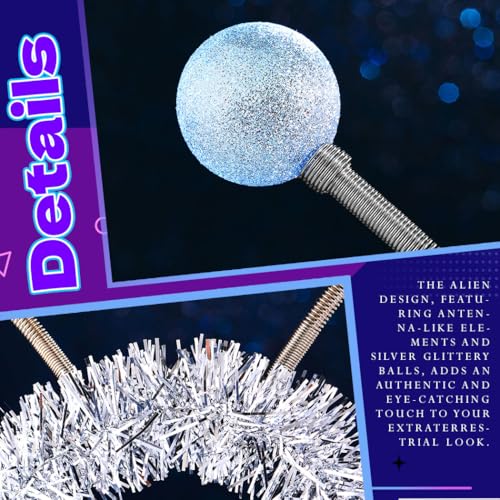 DRESBE Light Up Alien Headband LED Space Headbands Glow Antenna Hair Accessories for Women (Silver)
