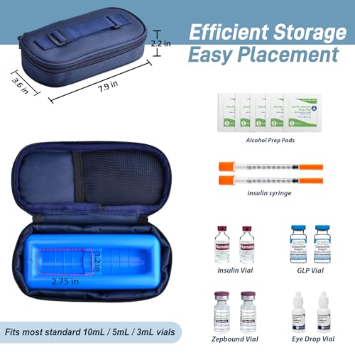 Cruxer Insulin Vial Cooler Travel Case,Diabetes Carrying Insulated Bag for Supplies Keep Medicine Cool,Diabetic Small Bott...
