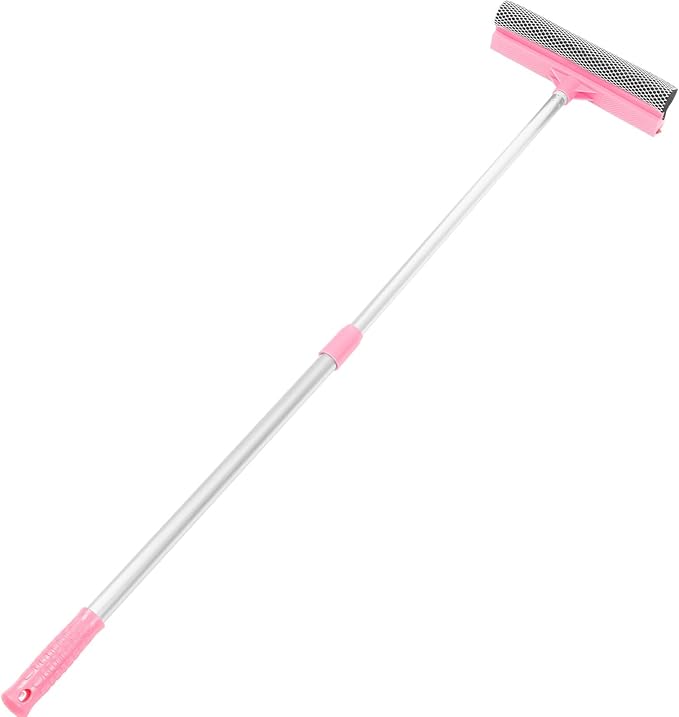 BESPORTBLE Extendable Window Cleaning Squeegee with Detachable Double-Sided Scrubber for Glass and Mirror Plastic Blade with Ergonomic Handle for Bathroom Kitchen Balcony Use Telescopic Pole