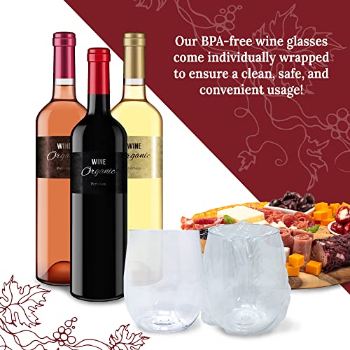 Reli. (20 Pack Disposable Wine Glasses 12 oz | Stemless Plastic Wine Glasses for Parties | BPA-Free, Shatterproof Plastic...