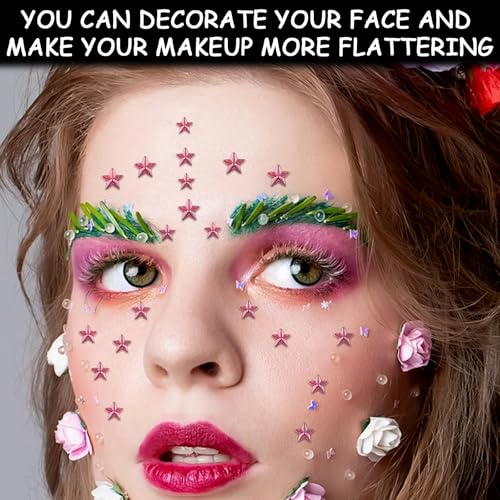 3 Sheets Self Adhesive Face Gems Stickers, Hair Gems Face Jewels Eye Jewels Rhinestones Festival Essentials Rave Accessori...