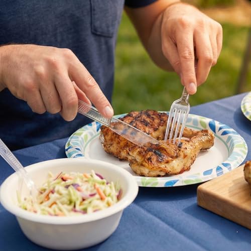Party Dimensions 300 Count Plastic Cutlery Combo Box, Disposable Clear Plastic Silverware Utensils Set, 100 Forks, 100 spo...