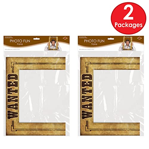 Beistle Western Wanted Photo Fun Frames – 2 Pack Lightweight Cardstock Paper Picture Booth Prop for Wild West, Cowboy, Rod...