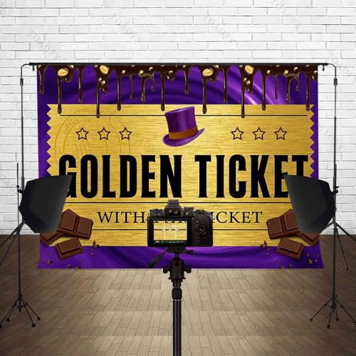 TOAOFY 7x5FT Chocolate Factory Backdrop Golden Ticket Backdrop Candy Party Background Kids Birthday Party Banner Baby Show...