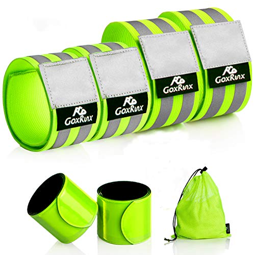 GoxRunx Reflective Bands Running Gear 6 Pack-Adjustable Reflective Armband Arm Wrist Ankle Leg Bands Reflectors -Reflectiv...