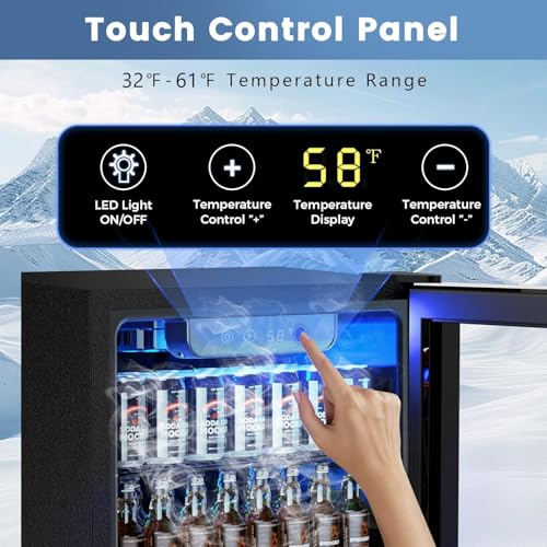Electactic Mini Fridge 130 Can Beverage Refrigerator Cooler, 3.2 Cu.Ft Drink Fridge for Soda Wine Beer, Adjustable Tempera...