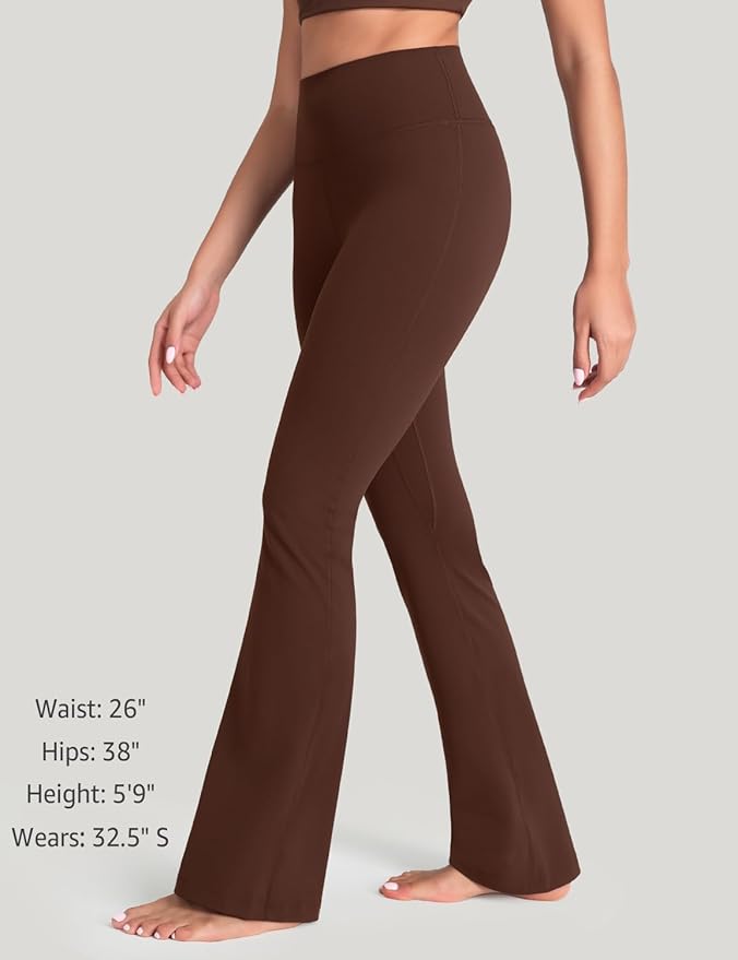HeyNuts Harmony Flare Leggings 29"/30.5"/32.5"/34.5", High Waisted Tummy Control Wide Leg Bootcut Yoga Pants Lounge Soft