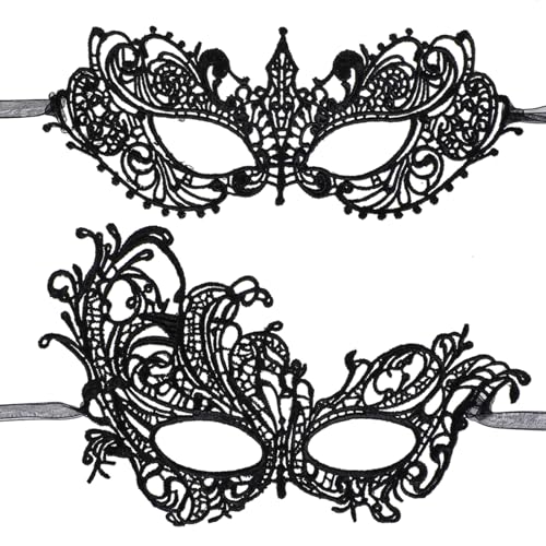 HaiFafafaing Black Masquerade Mask for Women Couples Lace Masquerade Mask Venetian Elegant Women's Flower Eye Masks For Ma...