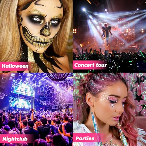 Silver Body & Face Glitter Stick,【Waterproof】【Long-Lasting】【Sparkling】 for Singer Concert Outfits, Festival Rave Mermaid A...