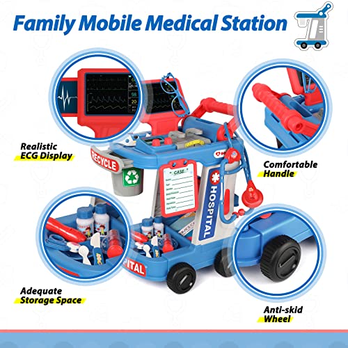 Liberry Doctor Kit for Toddlers Ages 2 3 4 5, Pretend Kids Doctor Playset with Cart, Costume and Stethoscope, Role Play Me...