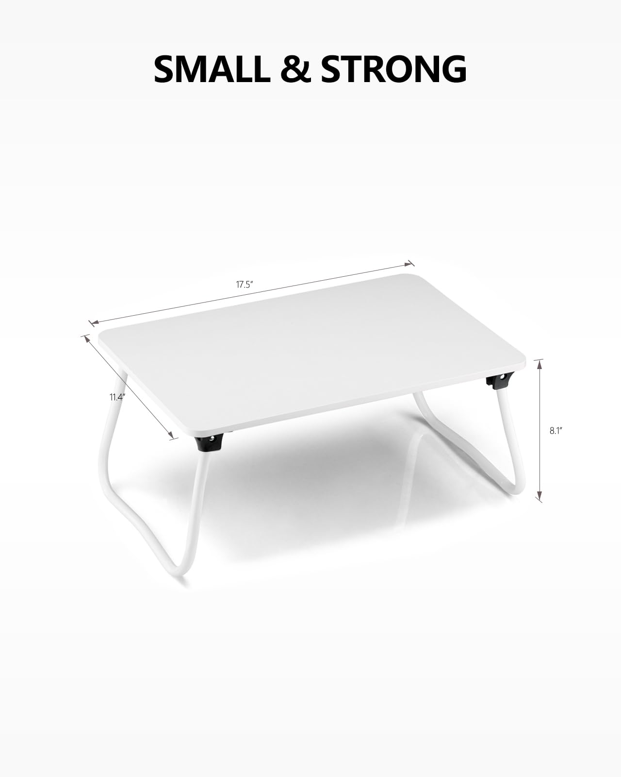 Komlyar Portable Lap Desk Bed Desk Lap Table Bed Table, Laptop Stand Breakfast Serving Tray, Foldable & Lightweight Mini Table, Lap Tablet Desk for Sofa Couch Floor - White