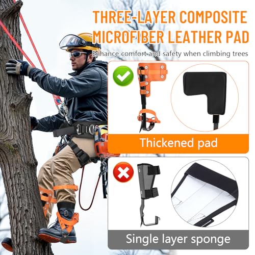 Xeoca Tree Climbing Spikes Set Tree Climbing Gear 1 Pair Alloy Steel Climbing Spurs 350lbs Load Capacity Arborist Equipmen...
