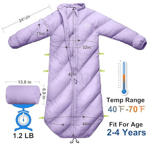 AZITREK Walkable Toddler Sleeping Bags for Kids, Boys Girls (2T-4T) - Puffy Camping Sleeping Sack for Indoor, Outdoor, Tra...