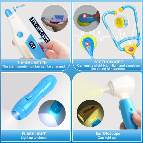 Doctor Kit for Toddlers 3-5 Year Old Kids Girls Boys Toys Pretend Play Dress Up Educational Dentist Doctor Set Costume Ste...