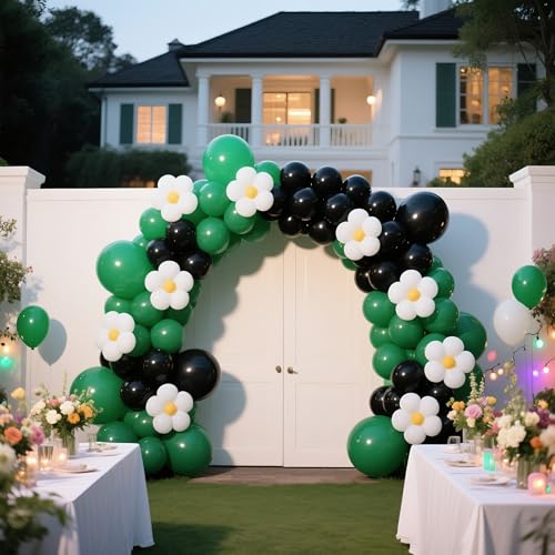 IXVAN Black Balloons 145pcs Different Sizes 5in 10in 12in 18in Shiny Metallic Black Latex Balloon Arch Kit Garland for Gra...