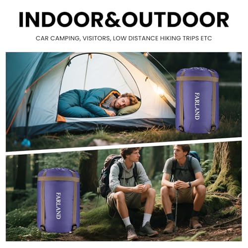 FARLAND Sleeping Bags 30℉ for Adults Teens Kids with Compression Sack Portable and Lightweight for 3-4 Season Camping, Hik...