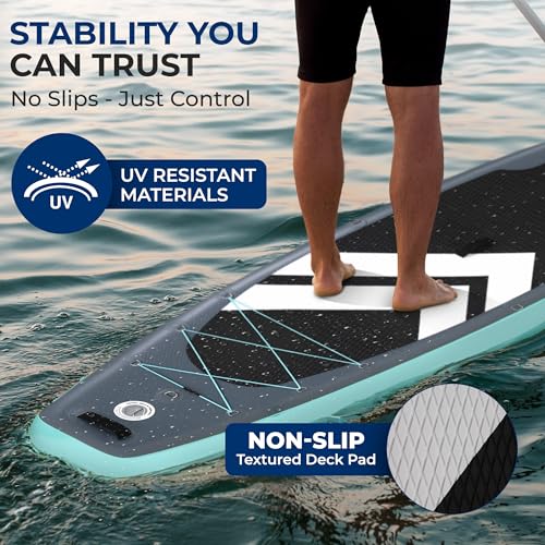 SereneLife Ultra-Light Inflatable Stand Up Paddle Board with Premium SUP Accessories - Extra Wide Stable Design with Non-S...