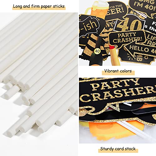 Adult 40th Birthday Photo Booth Props(41Pcs) for Her Him Cheers to 40 Years Birthday Party, Gold and Red Decorations,40th ...