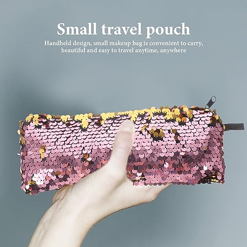 minkissy Sequin Makeup Bag Travel Makeup Bag for Women Travel Cosmetic Pouch Glitter Organizer Women Girls Portable Sequin...