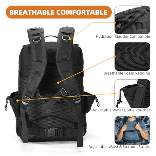 gracedon Military Tactical Backpack for Men and Women Army Camping Daypack Bug out Bag 45l Asault Pack for Travel Hiking (...