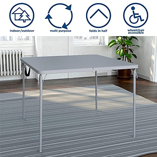 Cosco XL 38.5" Resin Fold-in-Half Card Table, Black, Wheelchair Accessible, Lightweight, Pinch-Free Locking System