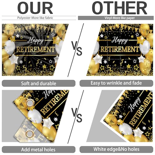 Art_Angels Retirement Background 7 x 5 ft Black and Gold Happy Retirement Backdrop Women Men Party Decorations Banner Phot...