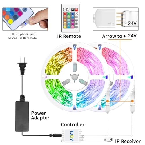 TJOY 100ft Smart Led Strip Lights for Bedroom, Work with Alexa, RGB Color Changing Music Sync Led Lights with App Remote,M...