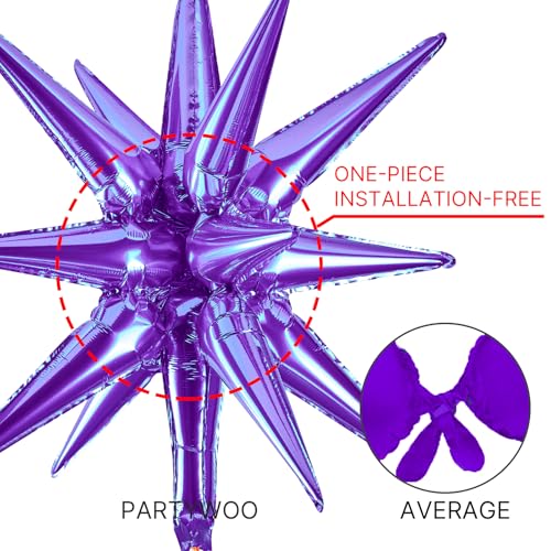 PartyWoo Dark Purple Star Balloons 110pcs Different Sizes 18 12 10 5 Inch Pack 22 Inch Purple Spike Star Explosion Foil My...