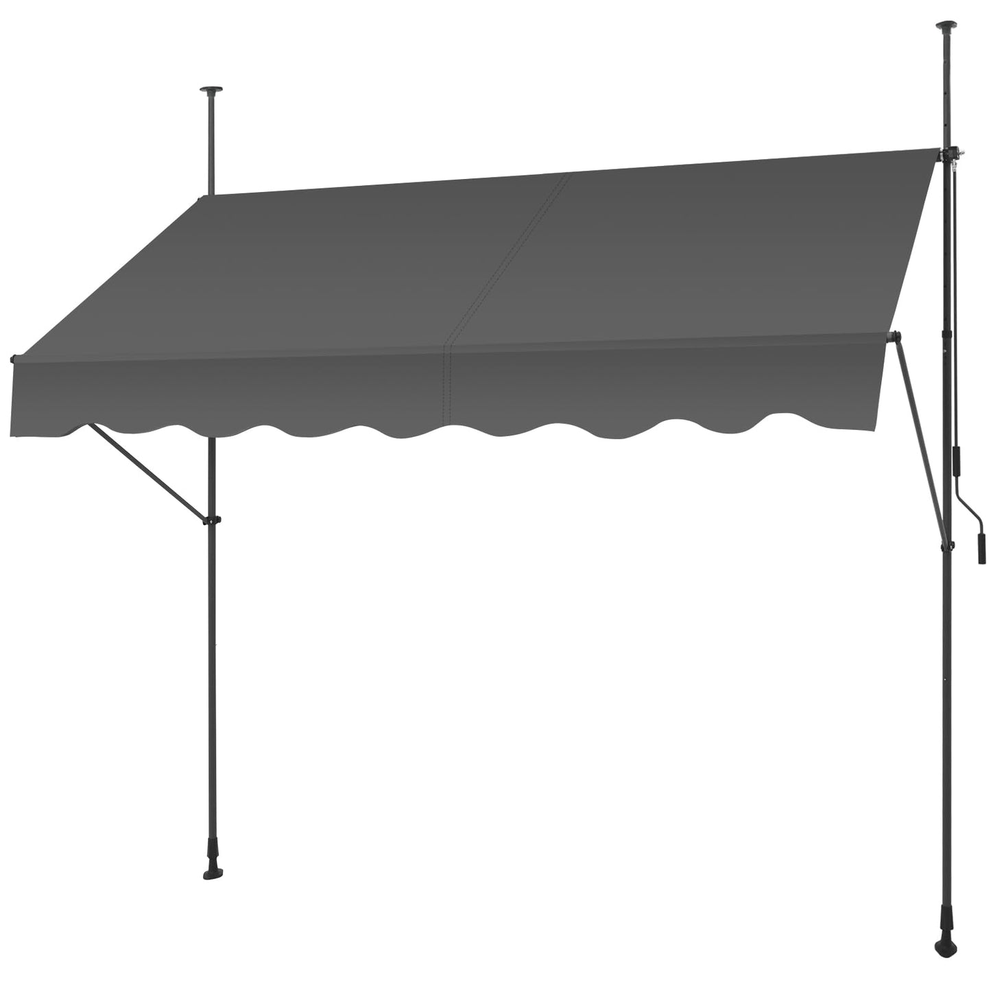SMONTER Manual Retractable Awning, 118" Non-Screw Outdoor Patio Awning Sunshade Shelter, Height Adjustable Sunshade Patio Door Window Awning Canopy for Backyard, Garden, Balcony, Gray