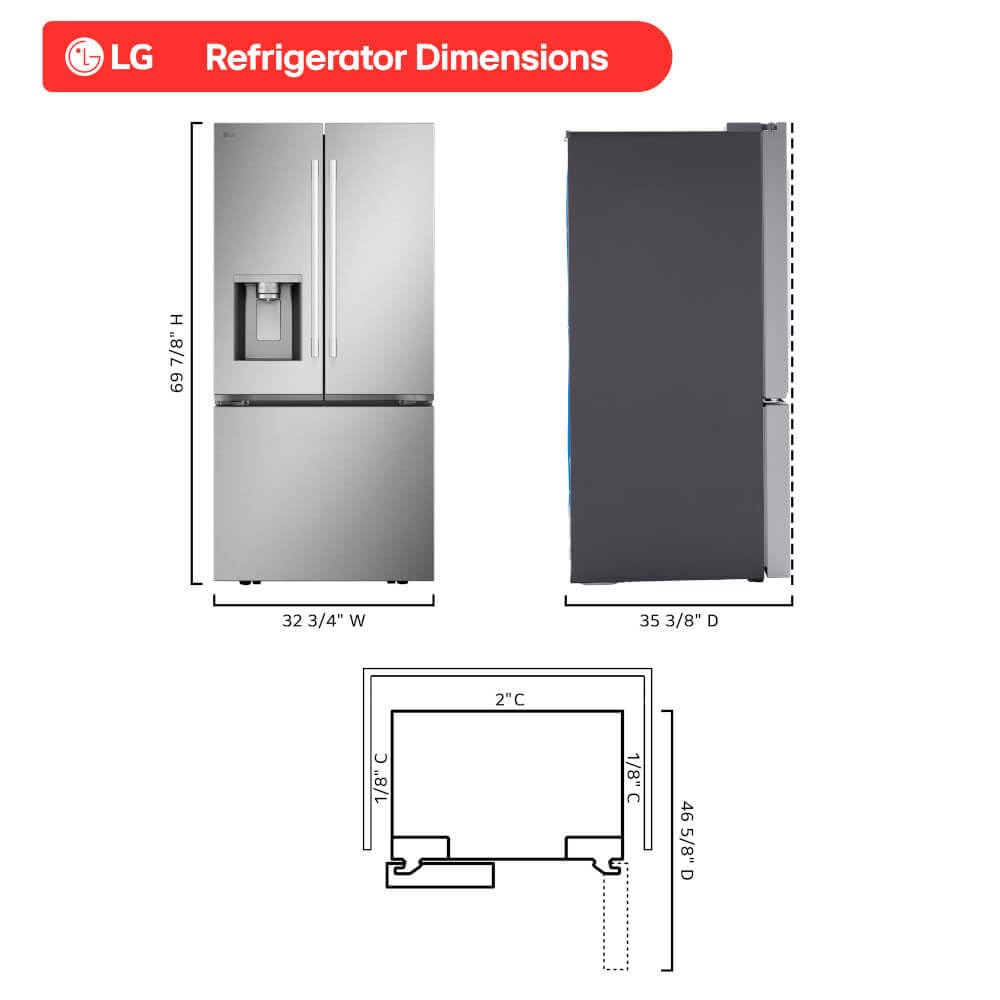 LG LF25H6330S 24.5 cu ft French Door Refrigerator – External Water & Ice Dispenser, White