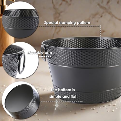 Metal Ice Bucket Galvanized Beverage Tub, 2Pack Drink Buckets Large Cooler for Wine Beer Champagne Cocktails for Catering,...