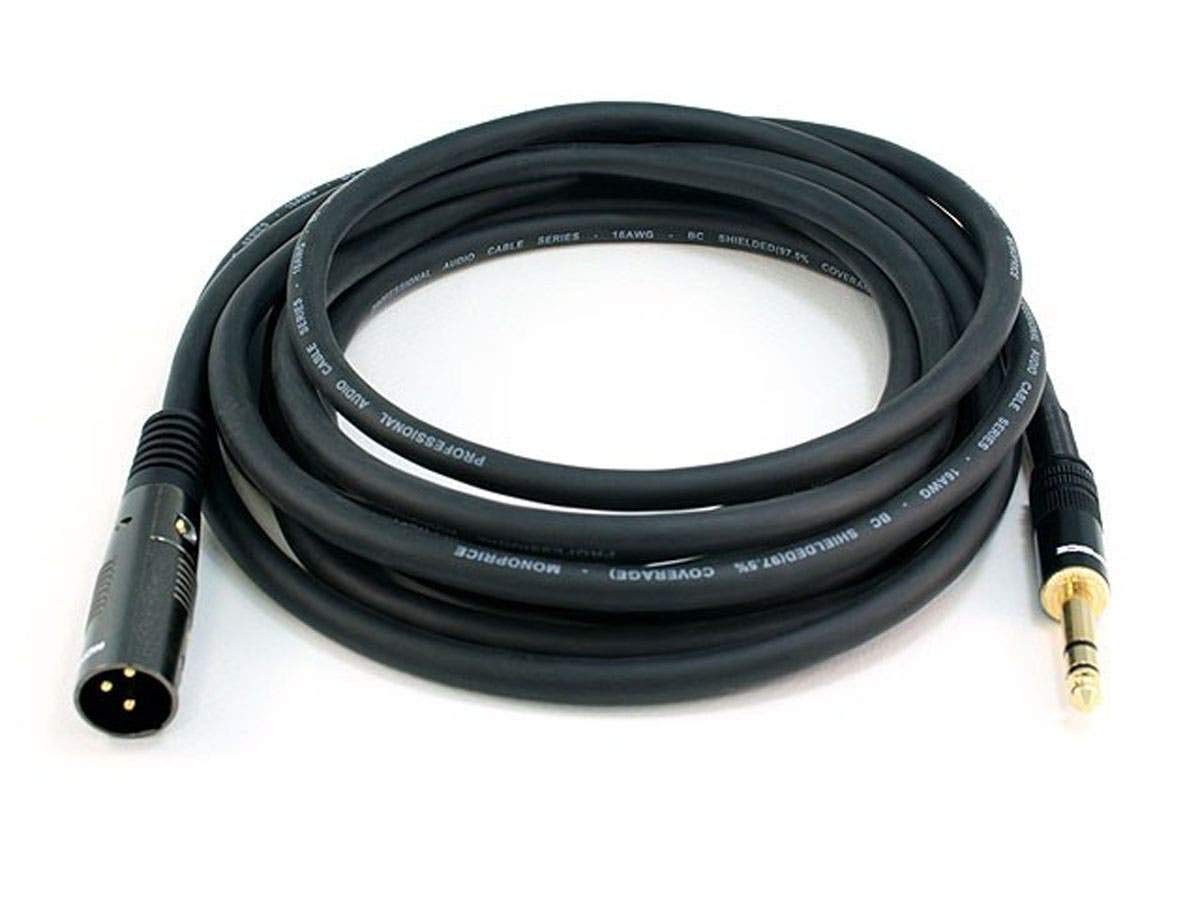 Monoprice Xlr Male To 1/4-Inch Trs Male Cable - 10 Feet - Black, 16Awg, Gold Plated - Premier Series