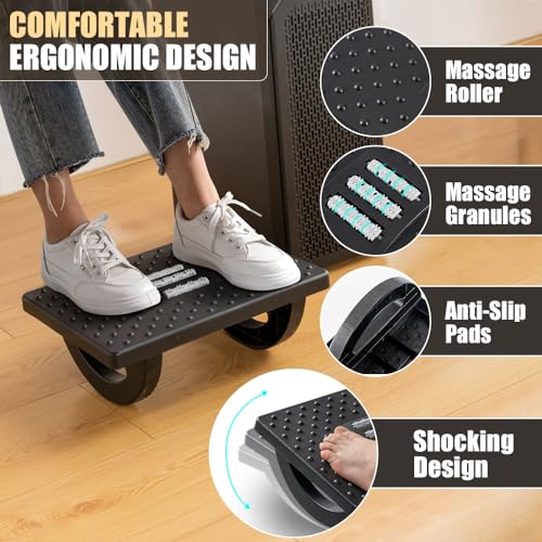 CasaZenith Foot Rest for Under Desk at Work - Ergonomic Foot Stools for Under Office Desk - Rocking Footrest with Roller M...
