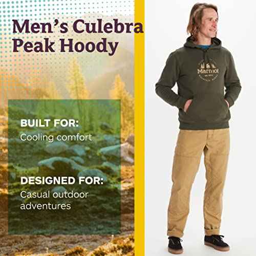 Marmot Men's Culebra Peak Hoody - Hooded Midweight Pullover Fleece Sweatshirt with Screen Printed Graphic and Kangaroo Pocket
