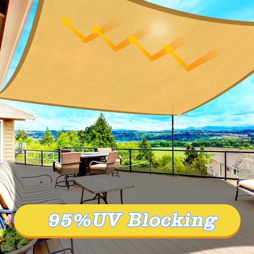 HappyTrends Sun Shade Sail,10'x 13' Heavy Duty UV Protection Beach Shade Canopy Wind Sail,Tear and Rust Resistant Patio sa...