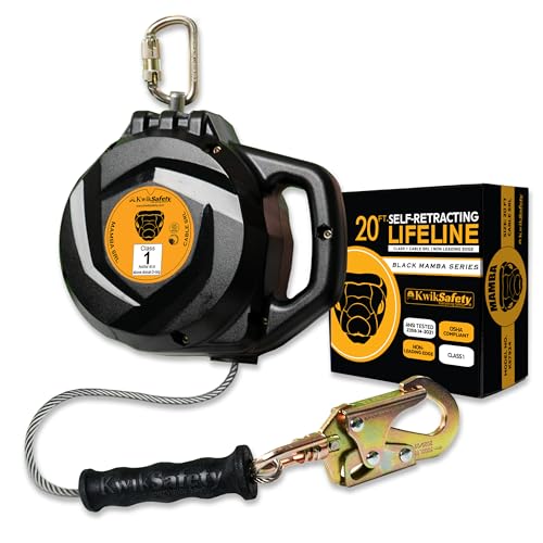 KwikSafety - Charlotte, NC - Mamba 20’ Self Retracting Lifeline [Carbonate + Integrated Handle] Class 1 Cable SRL ANSI OSH...