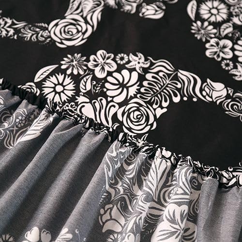 SDIII 4PCS Sugar Skull Sheets Set Full, Gothic Bedding Sheet Set, Flower Skeleton Full Size Sheet Set, Goth Skull Floral Sheets Full for Halloween