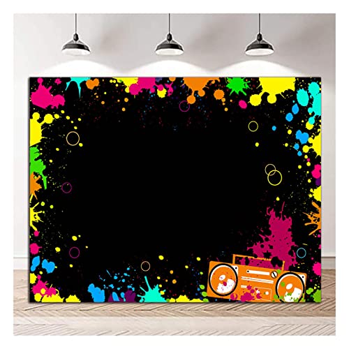 Glow Neon Party Photography Backdrops Let's Glow Splatter Photo Background Blacklight Colorful Laser Ray Disco Retro Bance...