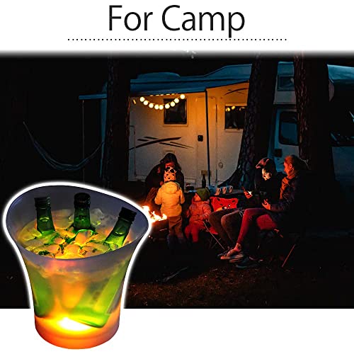 Japard LED 5L Ice Bucket Serving Tray, Light up Ice Basket - Large Capacity, Lightweight, 7 Colors Illuminating for Home P...