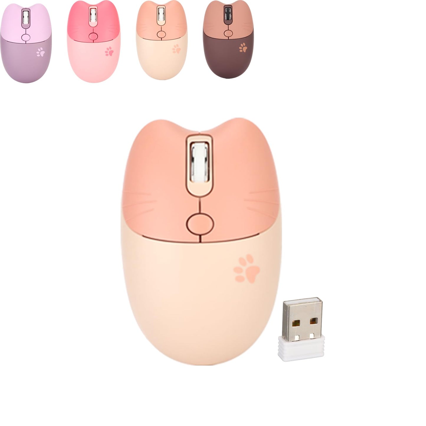 Gugxiom Wireless Mouse, 2.4G Cute Mouse, Kawaii Mouse, Lightweight Soundless Mouse, Portable 3 Levels Dpi Mouse, With Usb Receiv