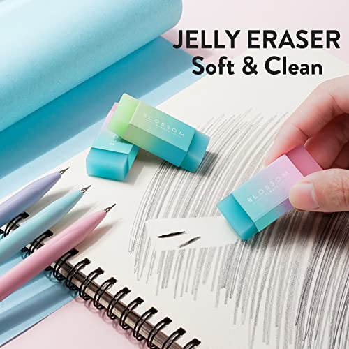 Four Candies Cute Mechanical Pencil Set, 6PCS Pastel Mechanical Pencils 0.5 & 0.7mm with 360PCS HB Leads, 3PCS Erasers and...