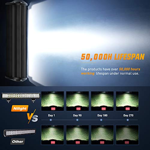Nilight - 60005C-A 20Inch 126W Spot Flood Combo Led Light Bar Off Road Lights Boat Lighting Fog Light Driving Lights LED W...