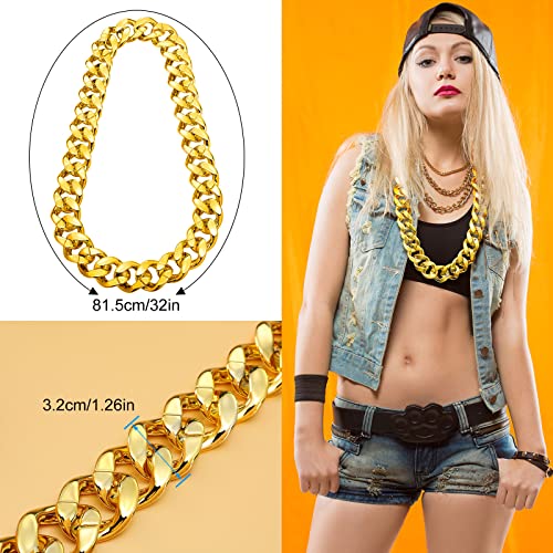 Jexine 12 Pcs Halloween Costume Rapper Chain, Hip Hop Chain Bulk Fake Necklace for Cosplay Men Women 80s 90s Punk, 32 Inch