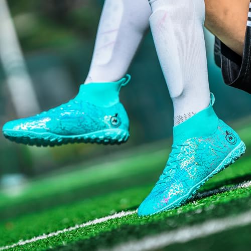 JUNNMRE Mens Womens Soccer Cleats Youth Soccer Shoes Football Shoes High-Top Football Cleats Outdoor/Indoor Athletic Shoes...