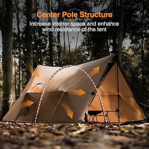 OneTigris ASH Canopy Hammock Hot Tent, Spacious Waterproof Windproof 4 Season Tent with Poles for Camping, Hiking, Bushcra...