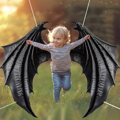 Black Dragon Wings Backdrop Dragon Theme Birthday Party Photography Background Knight Wings Hanging Banner for Birthday Ba...