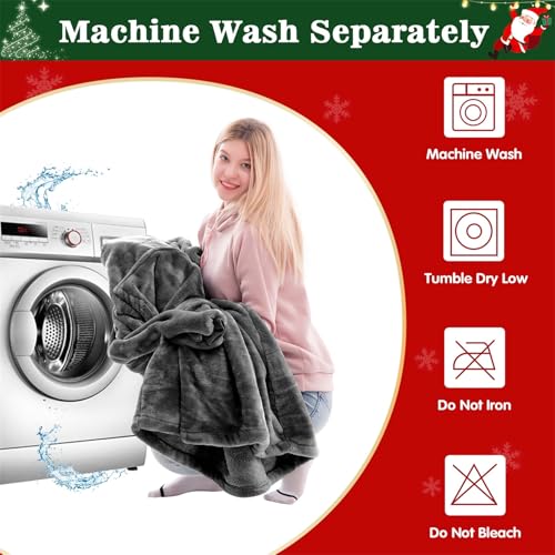 Waitu Wearable Blanket Sweatshirt Gifts for Women and Men, Warm and Cozy Giant Blanket Hoodie, Thick Flannel Blanket with ...