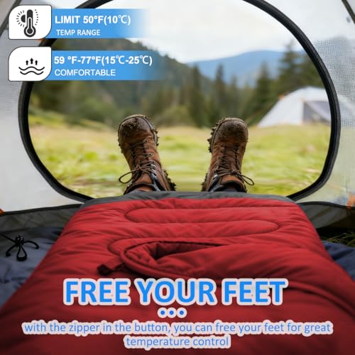 oaskys Camping Sleeping Bag - 3 Season Warm & Cool Weather - Summer Spring Fall Lightweight Waterproof for Adults Kids - C...
